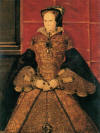 Portrait de Marie Ire portant une robe richement brode et une coiffe